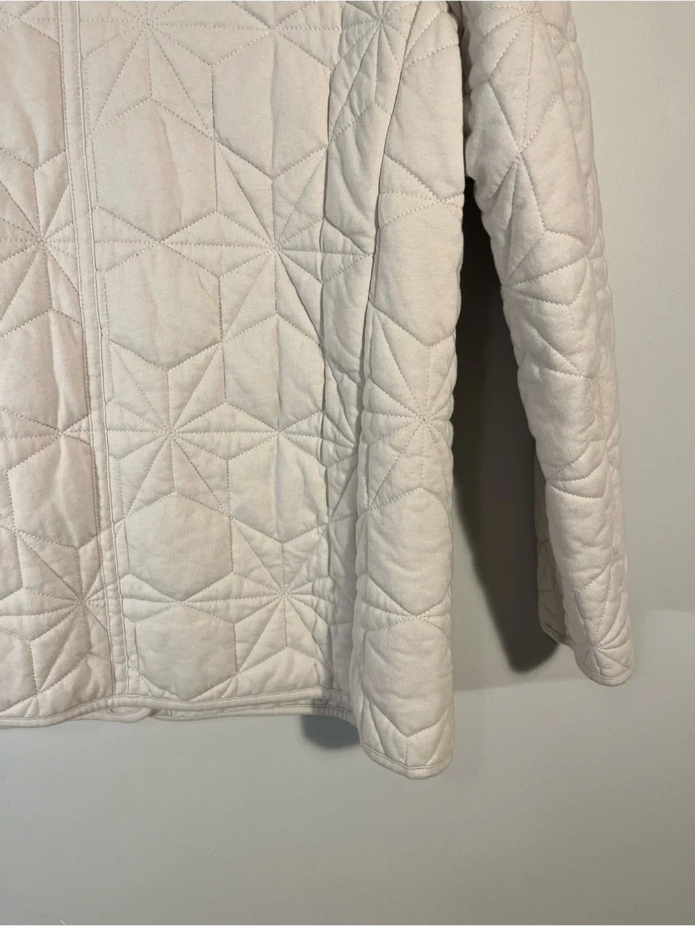 LANDS' END Cotton Quilted Insulated Jacket Light Stone Cabin Core M 10-12